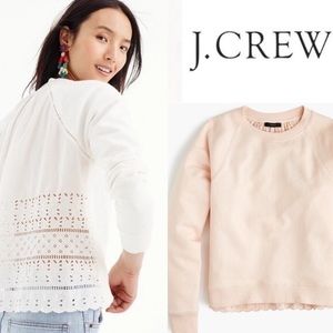 J. Crew pink crew neck sweater with eyelet back detail, size S